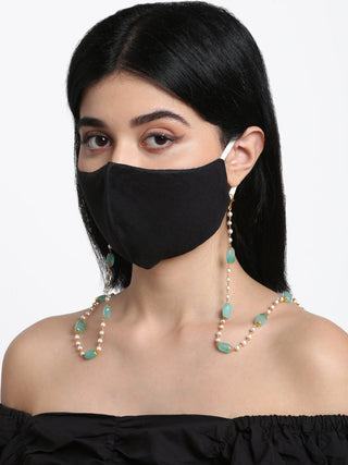 Stone And Gold Plated Mask Chain - Ruby Raang - Distacart