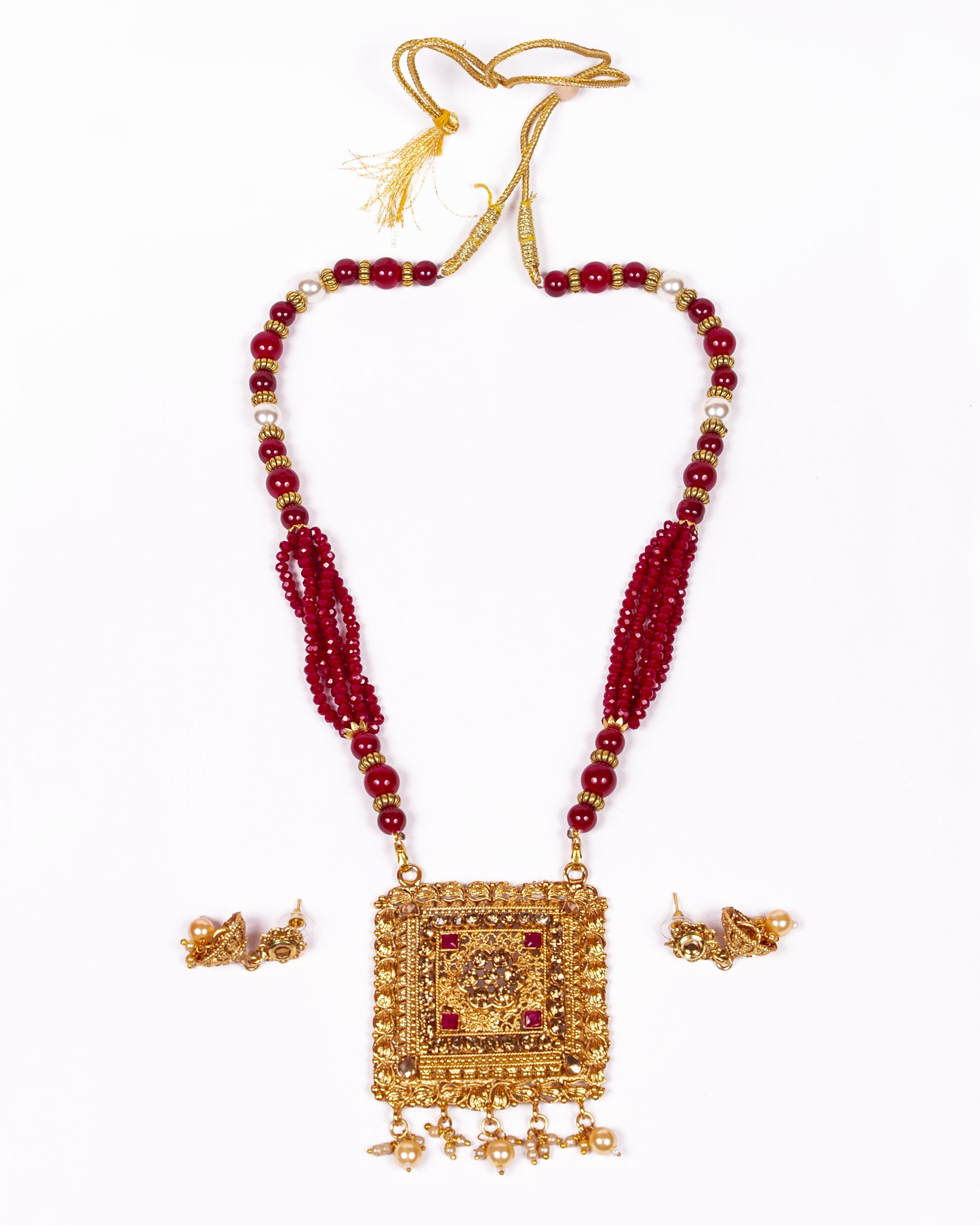 Gold-Plated Alloy Pearl And Beads Mala Pendant Set - The Pari - Distacart