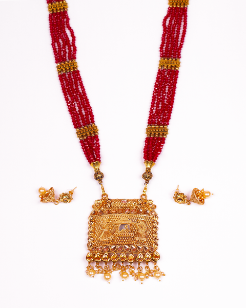 Gold-Plated Alloy Pearl And Beads Mala Pendant Set - The Pari - Distacart