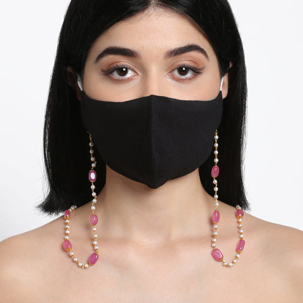 Stone And Gold Plated Mask Chain - Ruby Raang - Distacart