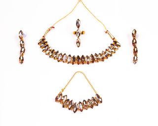 Gold-Plated Alloy Rhinestones Studded Single Line Necklace Set - The Pari - Distacart