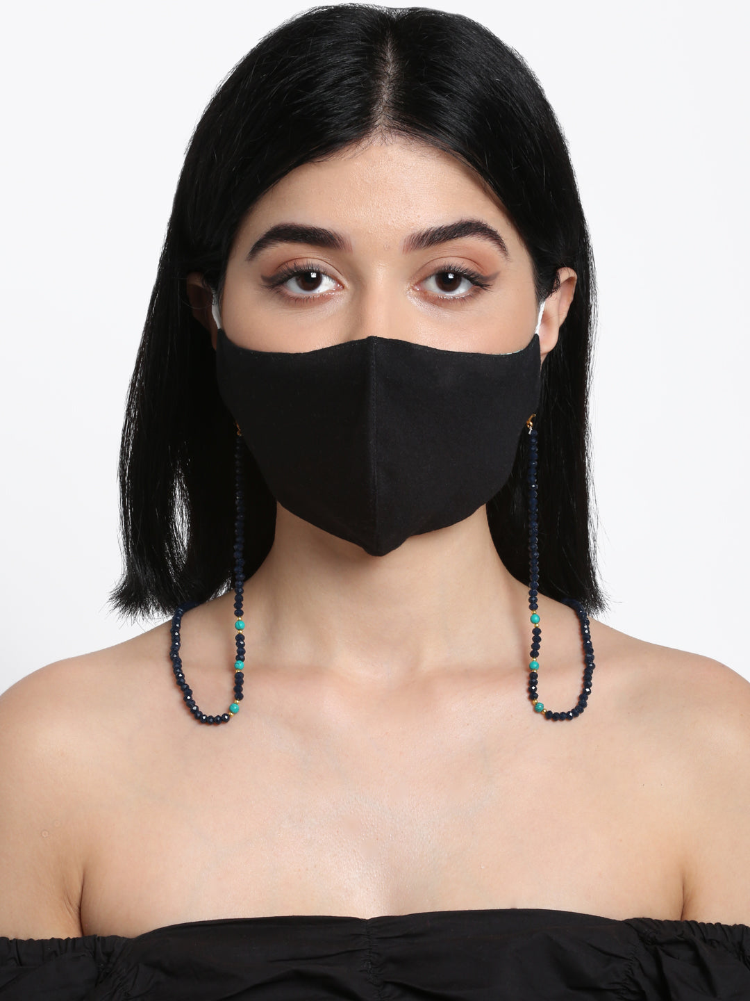 Stone And Gold Plated Mask Chain - Ruby Raang - Distacart