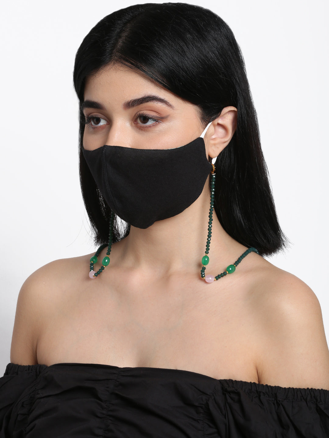 Stone And Gold Plated Mask Chain - Ruby Raang - Distacart