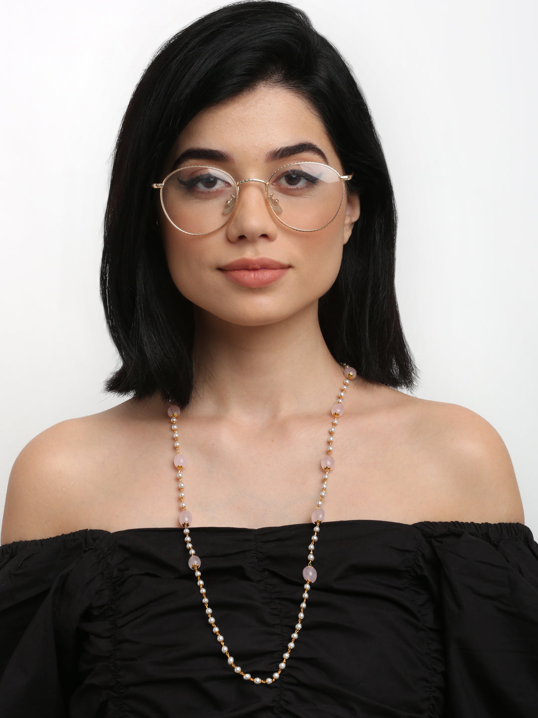 Stone And Gold Plated Mask Chain - Ruby Raang - Distacart