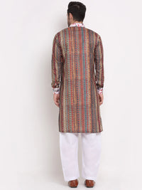 Thumbnail for Kalyum Men's Multi Printed Kurta with White Pyjamas Set - Distacart