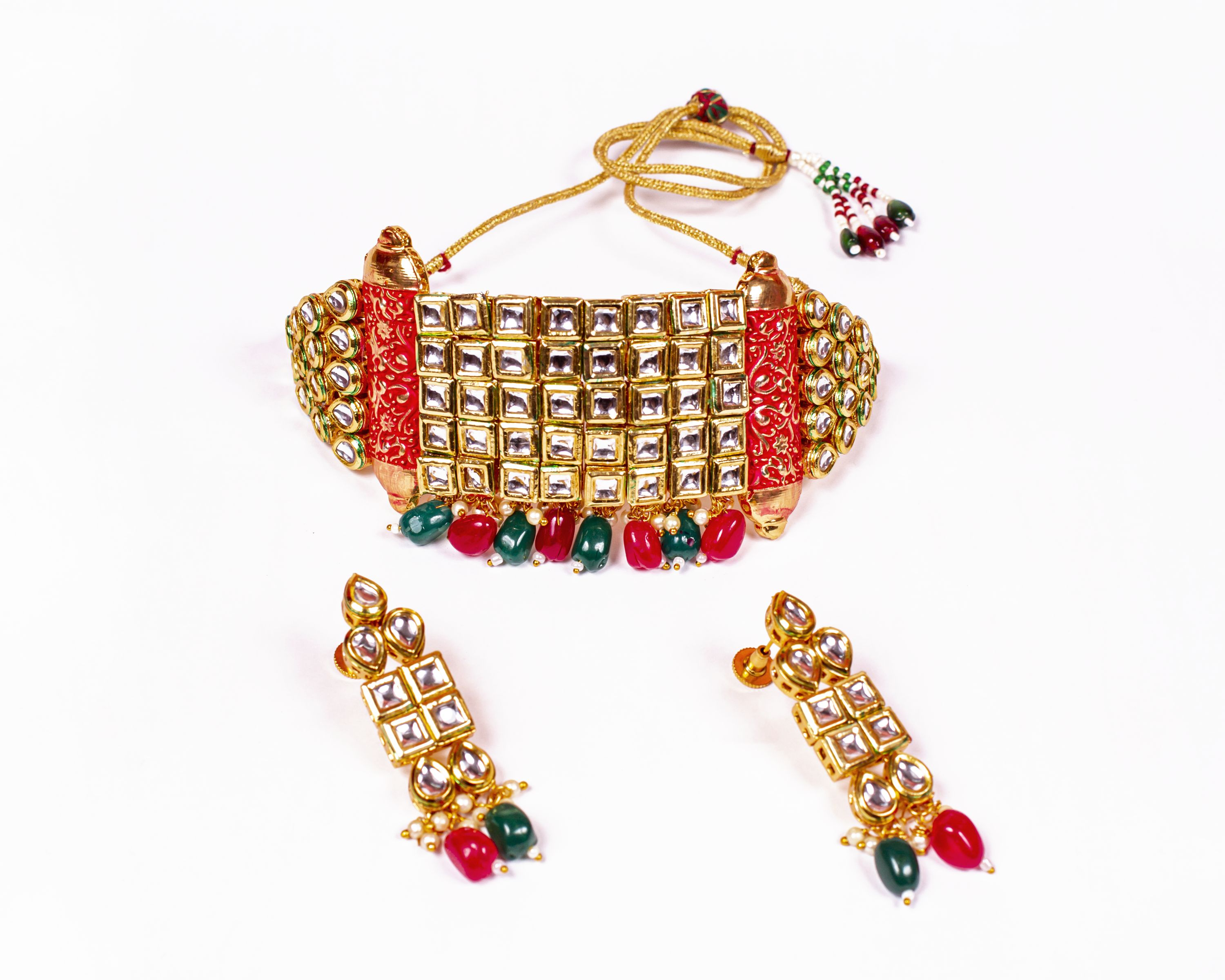 Gold-Plated Alloy Kundan Designer Choker Necklace Set - The Pari - Distacart