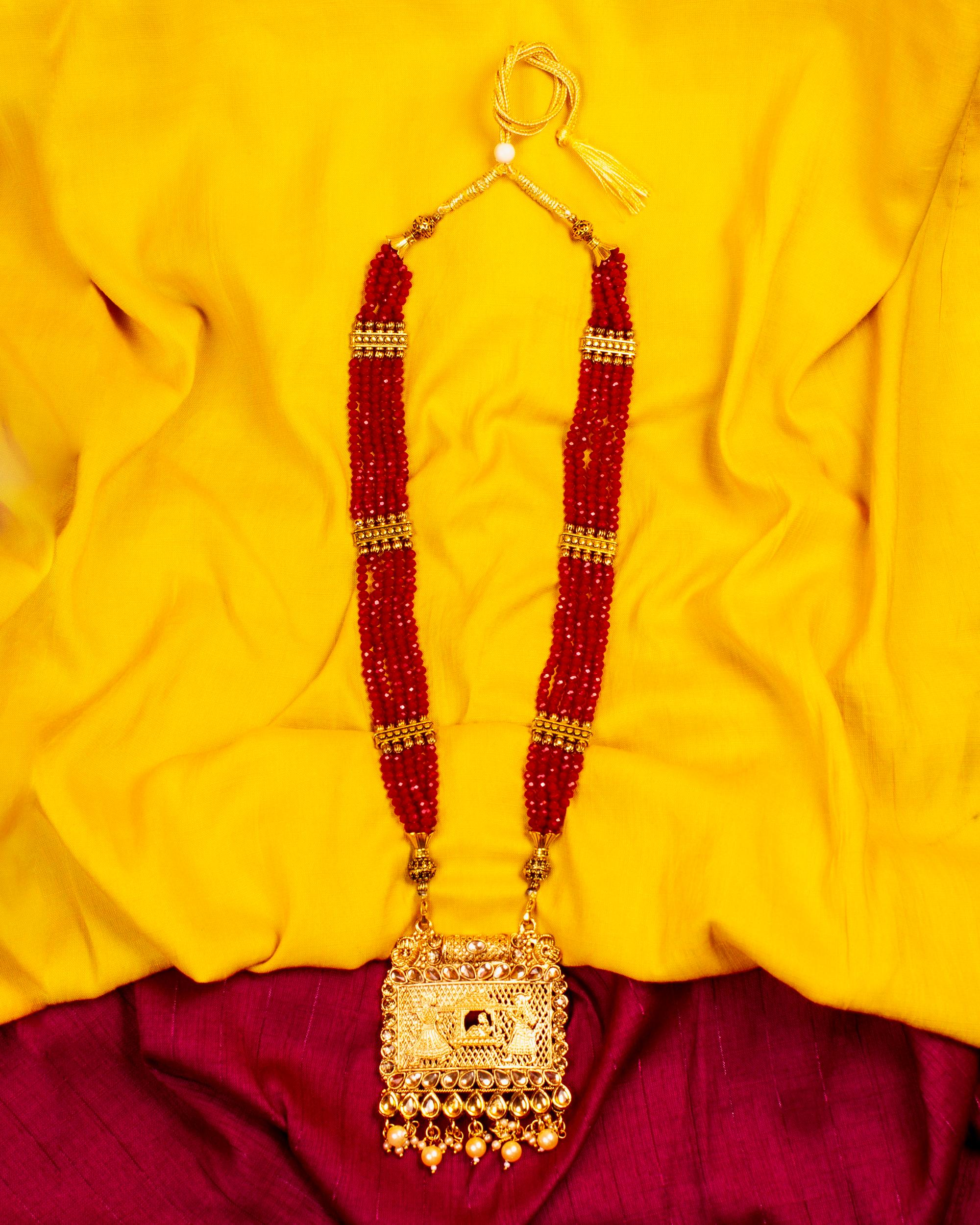 Gold-Plated Alloy Pearl And Beads Mala Pendant Set - The Pari - Distacart