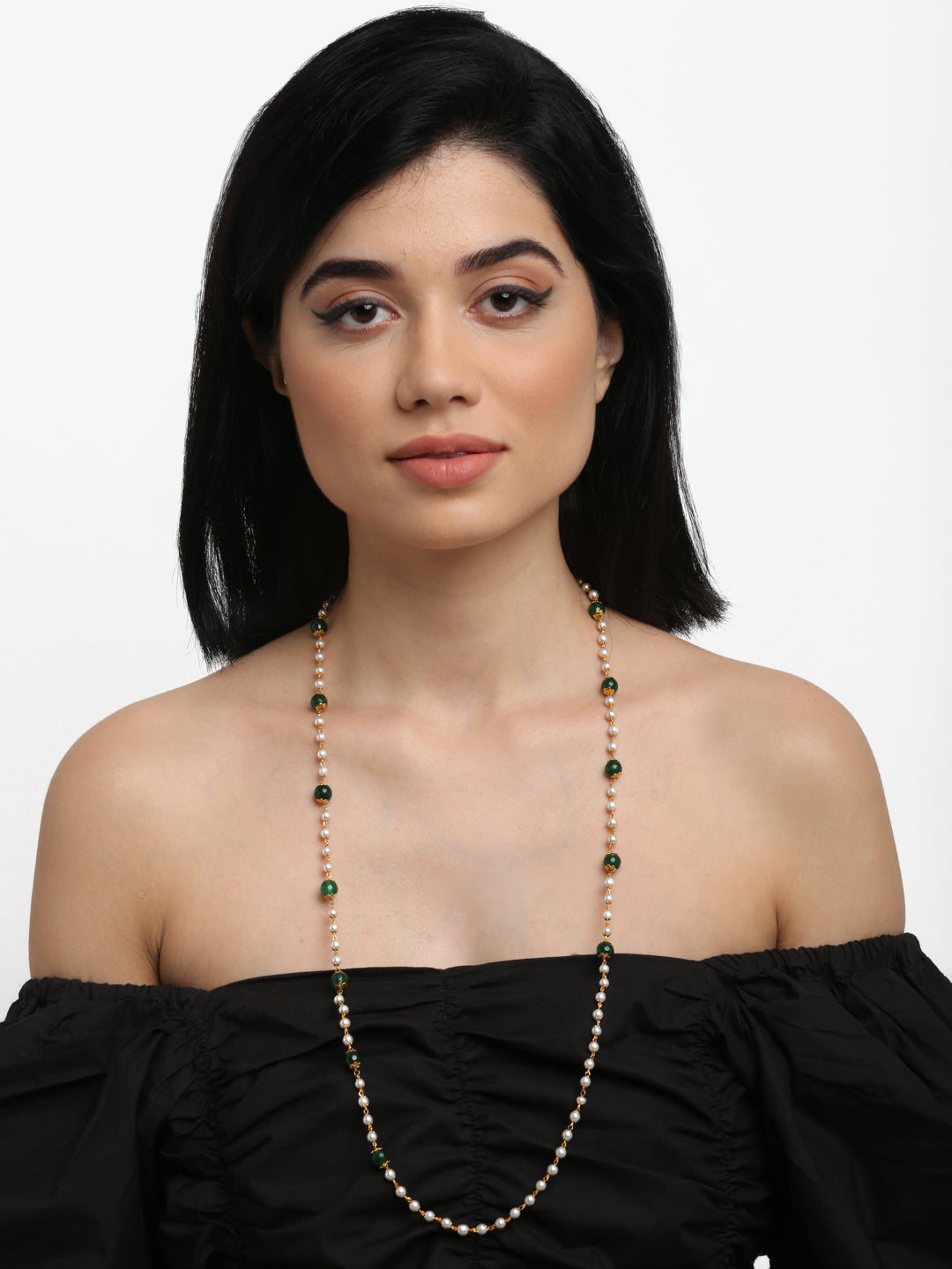 Stone And Gold Plated Mask Chain - Ruby Raang - Distacart