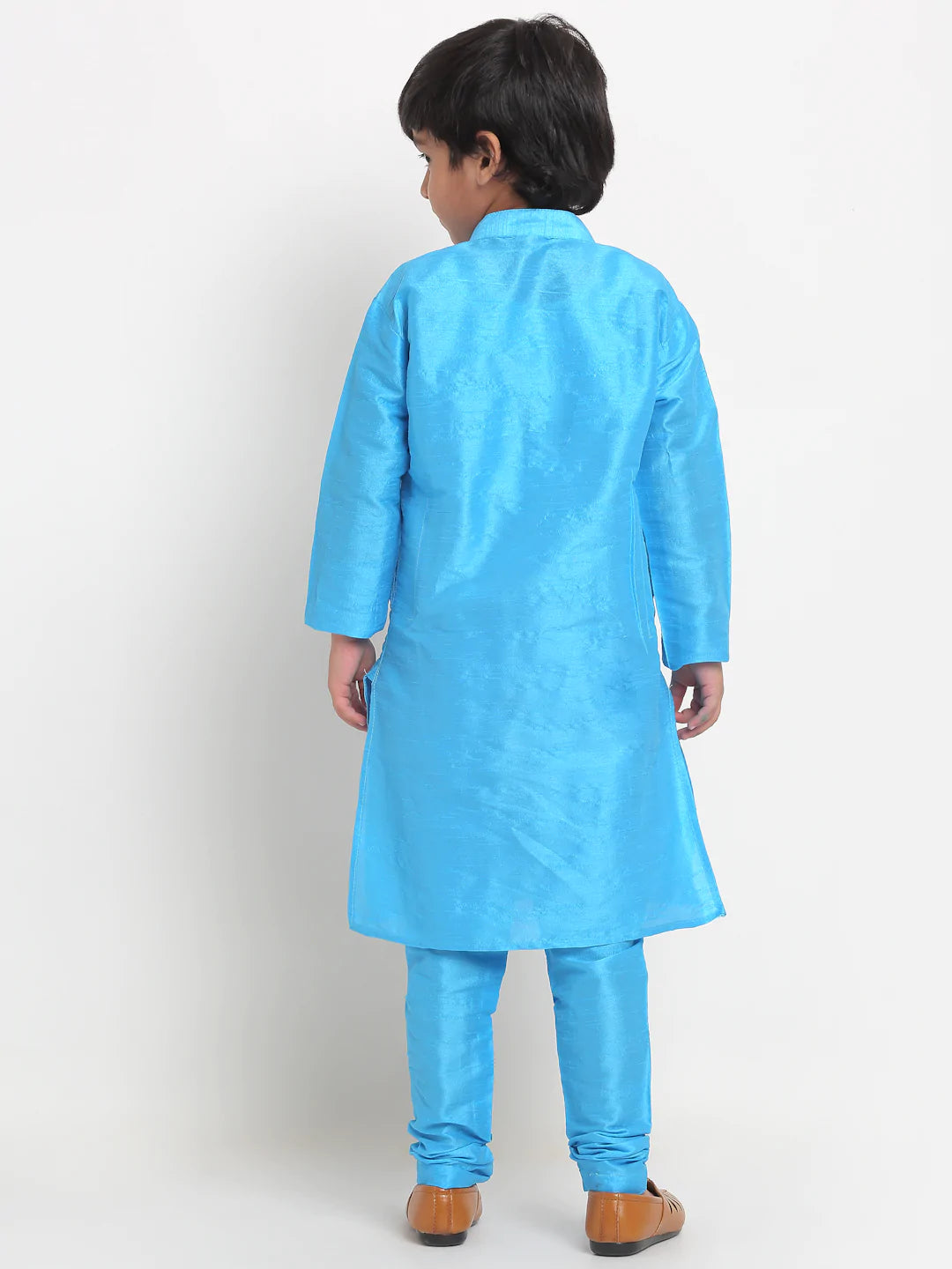 Kalyum Blue Solid Kurta With Churidaar Pyjamas Set For Boys - Distacart