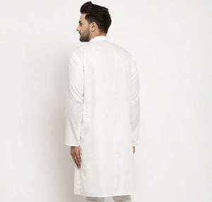 Kalyum Men's White Solid ONLY Long Kurta - Distacart