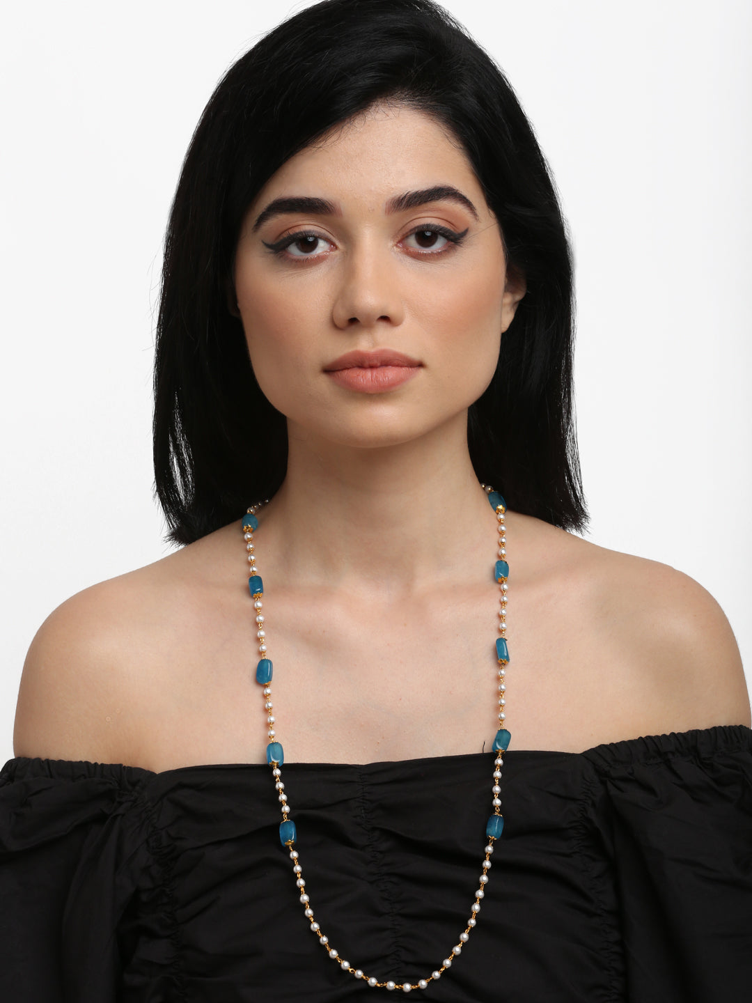 Stone And Gold Plated Mask Chain - Ruby Raang - Distacart