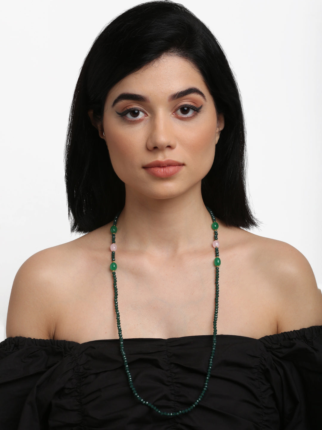 Stone And Gold Plated Mask Chain - Ruby Raang - Distacart