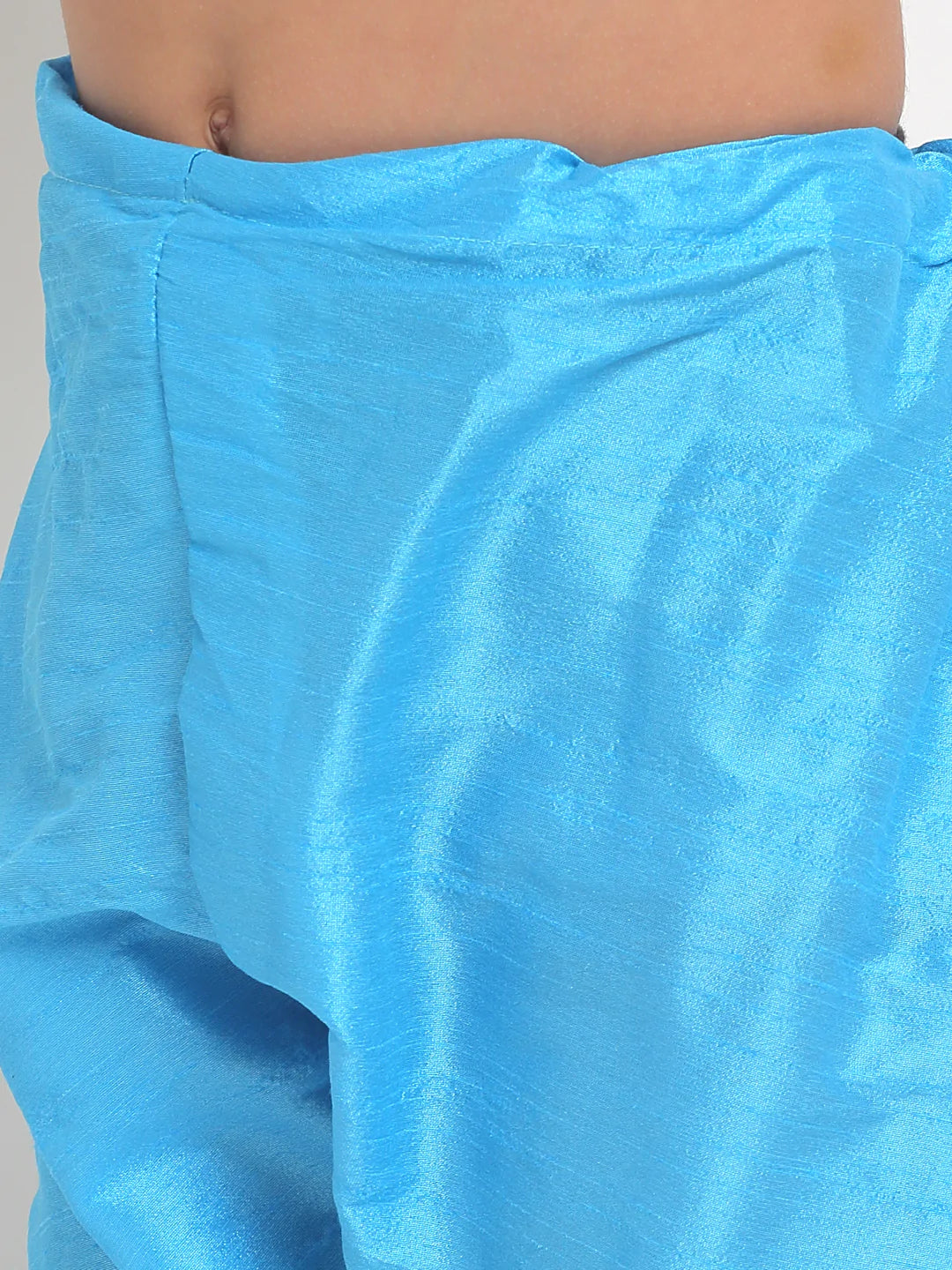 Kalyum Blue Solid Kurta With Pyjama & Teal Printed Nehrujacket set For Boys - Distacart