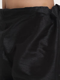 Thumbnail for Kalyum Black Solid Kurta With Pyjama & Green Printed Nehrujacket set For Boys - Distacart