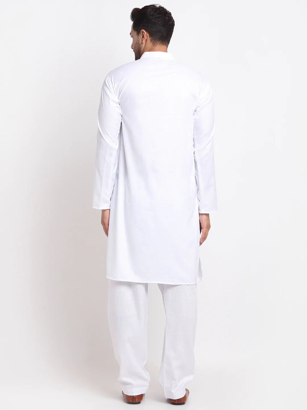 Kalyum Men's White Solid Pathani Kurta with Salwar - Distacart