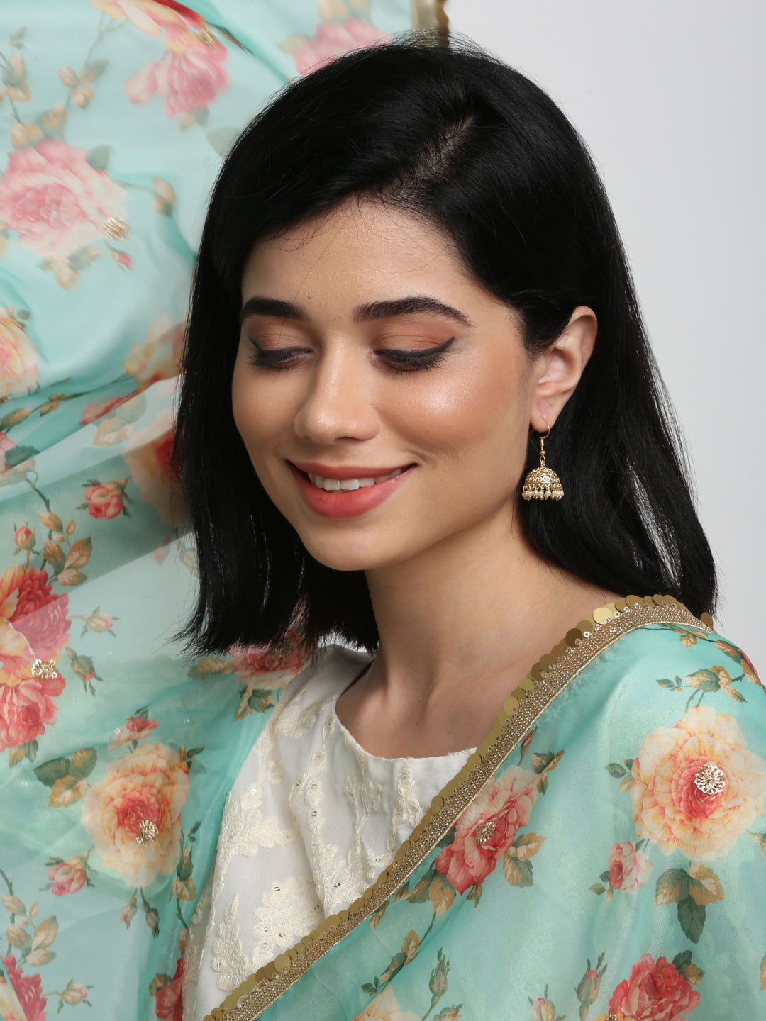 Gold Plated Kundan Jhumka - Ruby Raang - Distacart