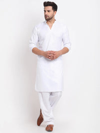 Thumbnail for Kalyum Men's White Solid Pathani Kurta with Salwar - Distacart