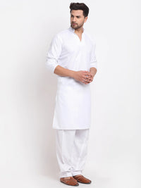 Thumbnail for Kalyum Men's White Solid Pathani Kurta with Salwar - Distacart