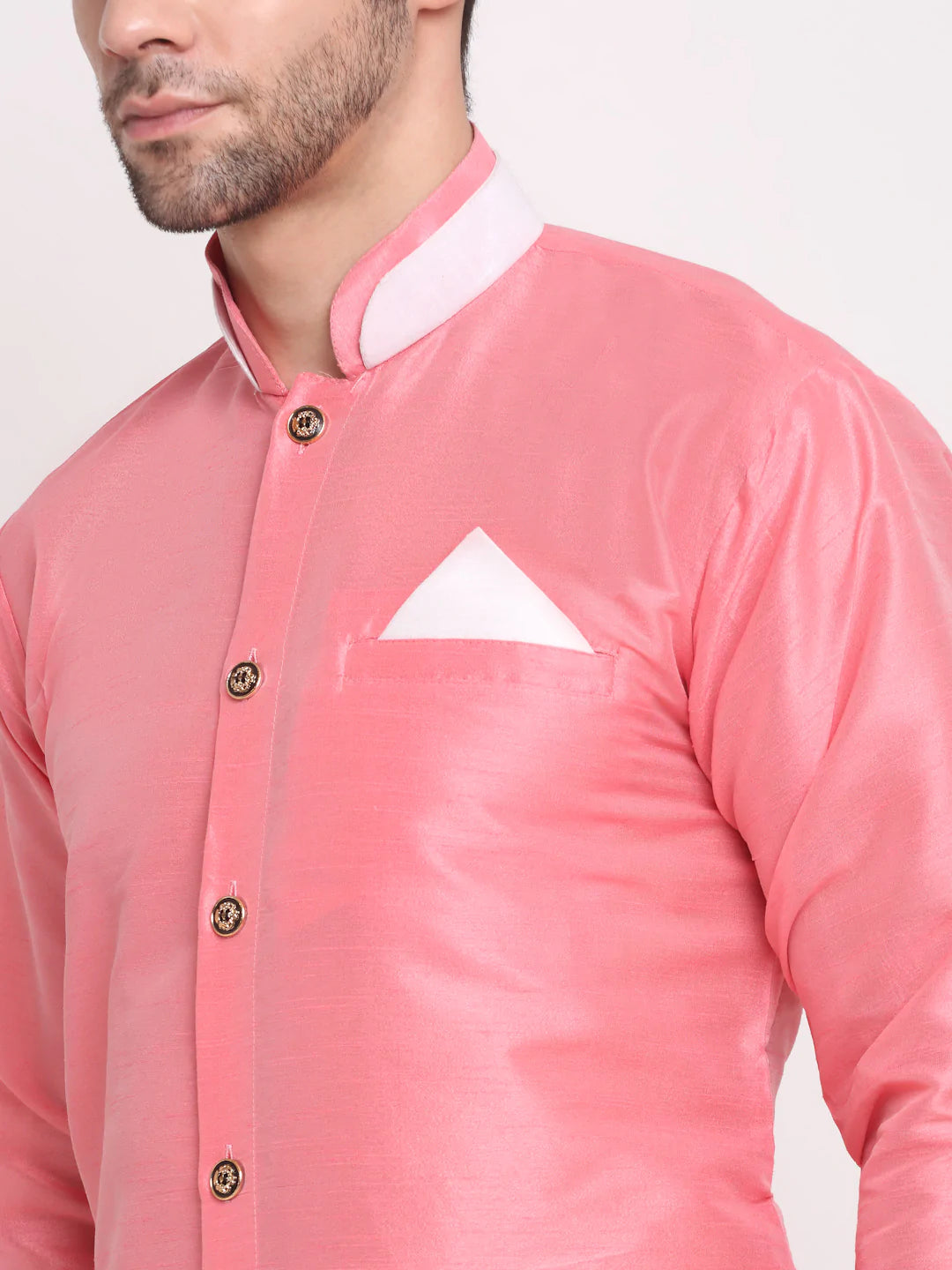 Kalyum Men's Pink Solid Kurta with White Dhoti Pant - Distacart