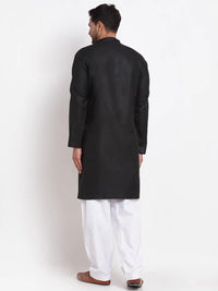 Thumbnail for Kalyum Men's Black Solid Kurta With White Salwar - Distacart
