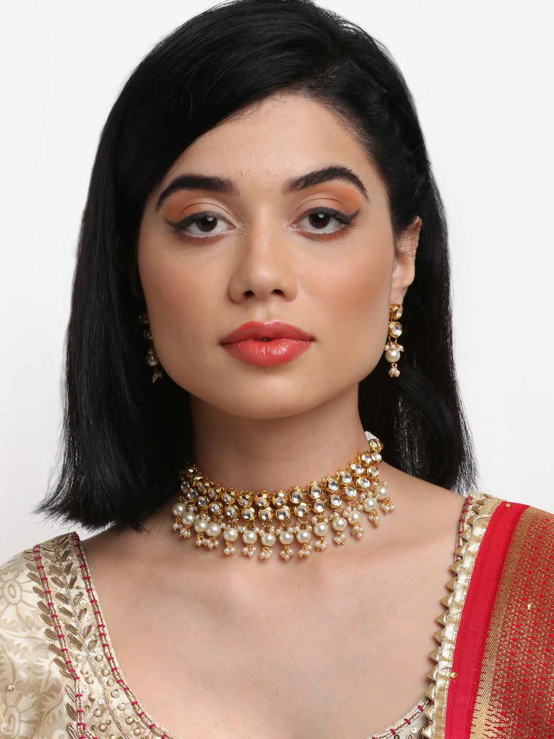 Kundan Choker With Earrings - Ruby Raang - Distacart