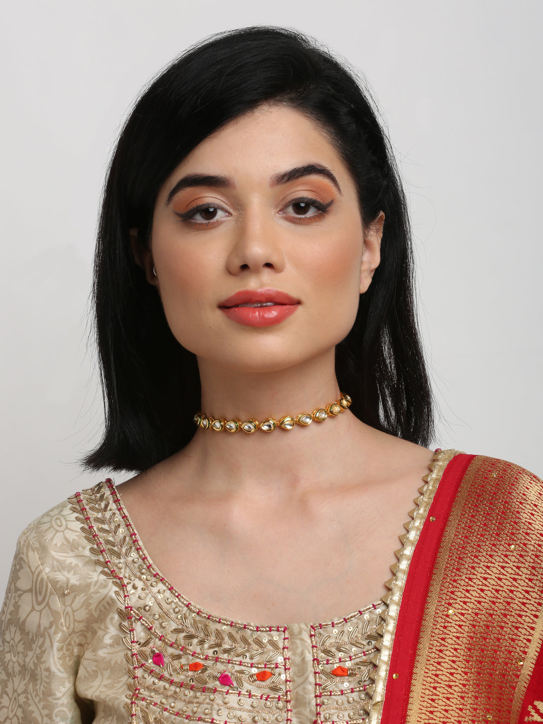 Gold Plated Kundan Choker - Ruby Raang - Distacart