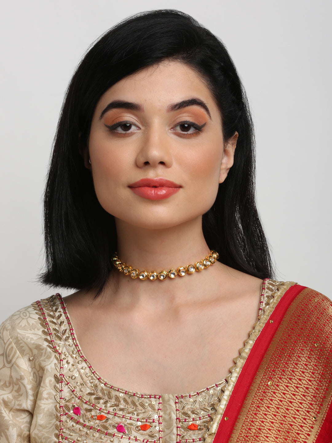 Gold Plated Kundan Choker - Ruby Raang - Distacart