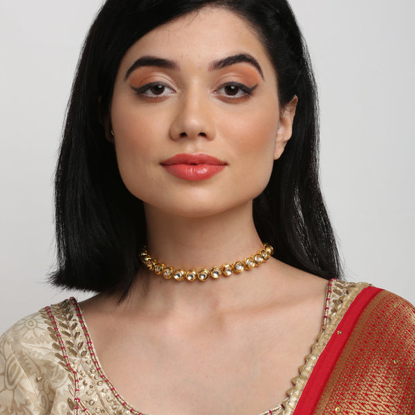 Gold Plated Kundan Choker - Ruby Raang - Distacart