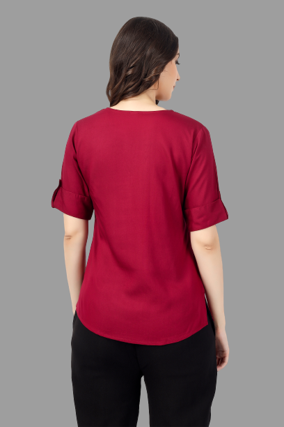 House of RP Women Maroon Rayon Solid Casual Tunic - Distacart