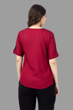 Thumbnail for House of RP Women Maroon Rayon Solid Casual Tunic - Distacart