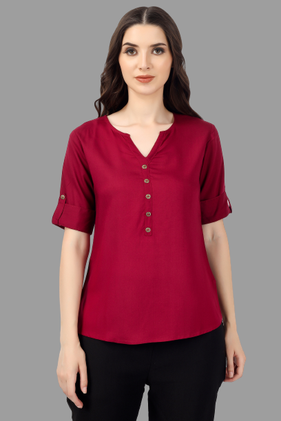 House of RP Women Maroon Rayon Solid Casual Tunic - Distacart