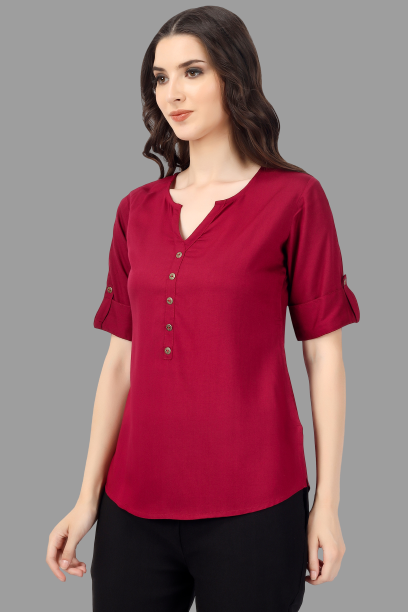 House of RP Women Maroon Rayon Solid Casual Tunic - Distacart