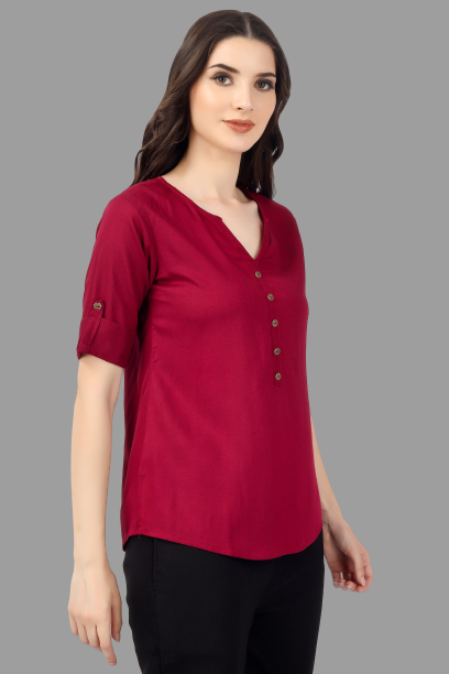 House of RP Women Maroon Rayon Solid Casual Tunic - Distacart
