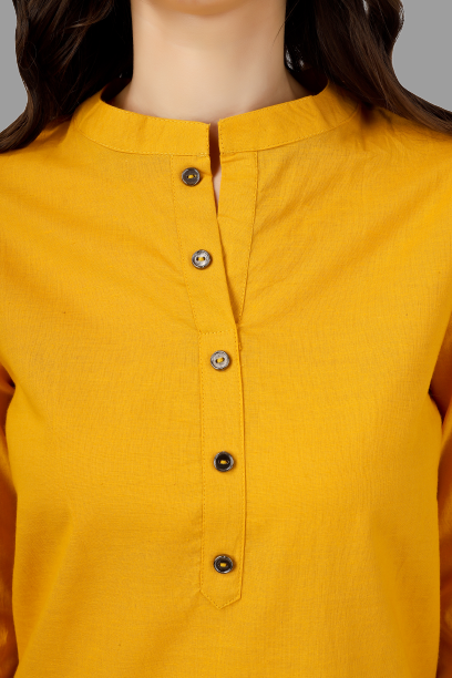 House of RP Women's Yellow Solid Cotton Straight Kurta - Distacart