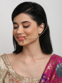 Thumbnail for Gold Plated Kundan Nose Ring - Ruby Raang - Distacart