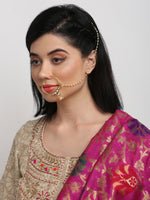 Thumbnail for Gold Plated Kundan Nose Ring - Ruby Raang - Distacart