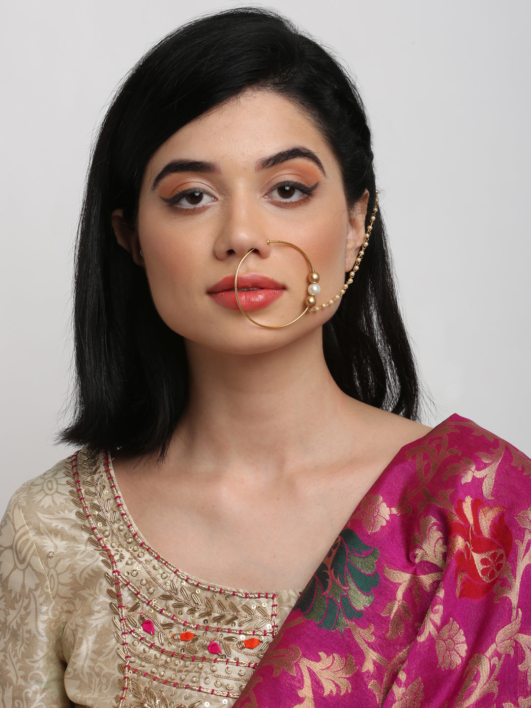 Gold Plated Stone Nose Ring - Ruby Raang - Distacart