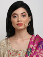 Thumbnail for Gold Plated Tear Drop Kundan Nose Ring - Ruby Raang - Distacart