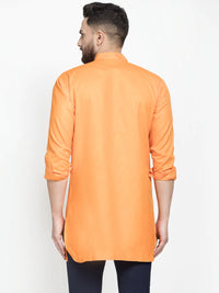 Thumbnail for Kalyum Men's Orange Asymmetric Solid Short Kurta - Distacart