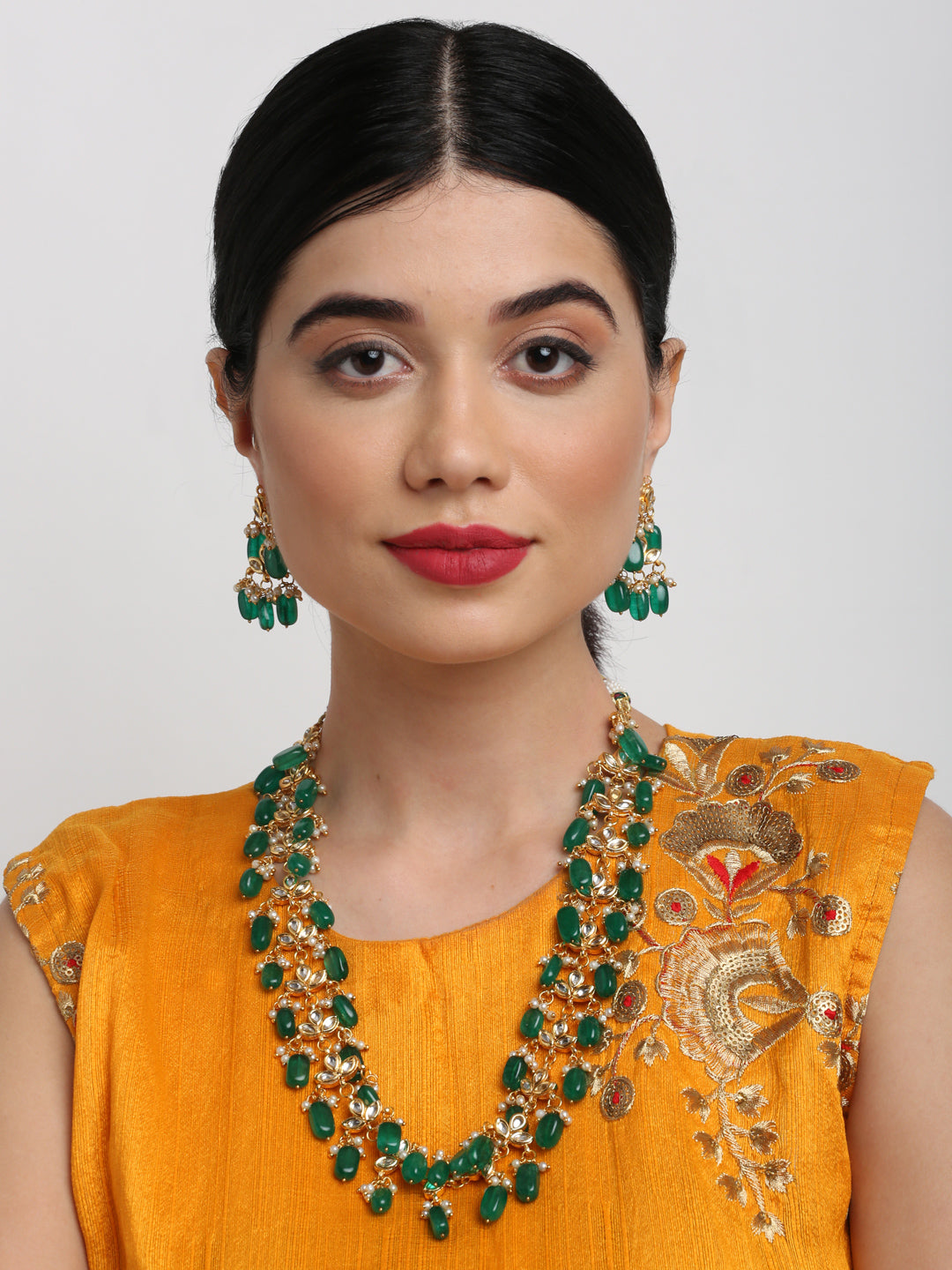 Kundan Neckpiece With Earrings - Ruby Raang - Distacart