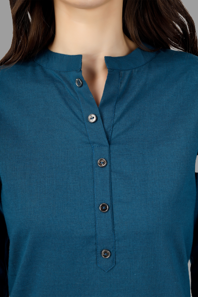 House of RP Women's Light Blue Solid Cotton Straight Kurta - Distacart