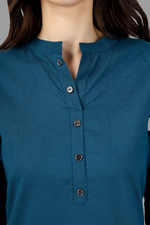 Thumbnail for House of RP Women's Light Blue Solid Cotton Straight Kurta - Distacart