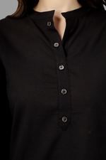 Thumbnail for House of RP Women's Black Solid Cotton Straight Kurta - Distacart