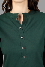 Thumbnail for House of RP Women's Green Solid Cotton Straight Kurta - Distacart