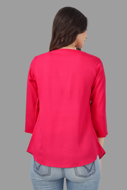 House of RP Women Pink Rayon Embroidered Flared Tunic - Distacart