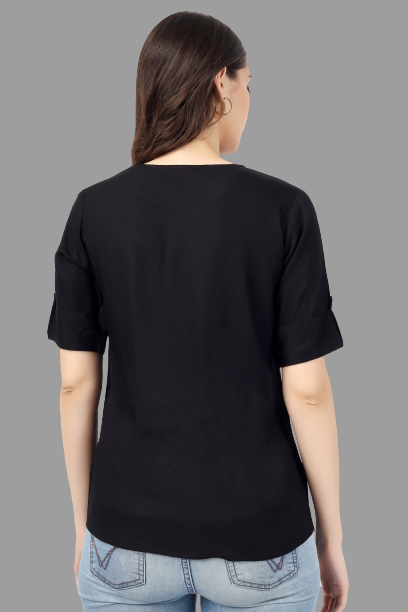 House of RP Women Black Rayon Solid Casual Tunic - Distacart