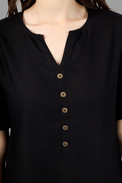 House of RP Women Black Rayon Solid Casual Tunic - Distacart