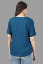 Thumbnail for House of RP Women Blue Rayon Solid Casual Tunic - Distacart