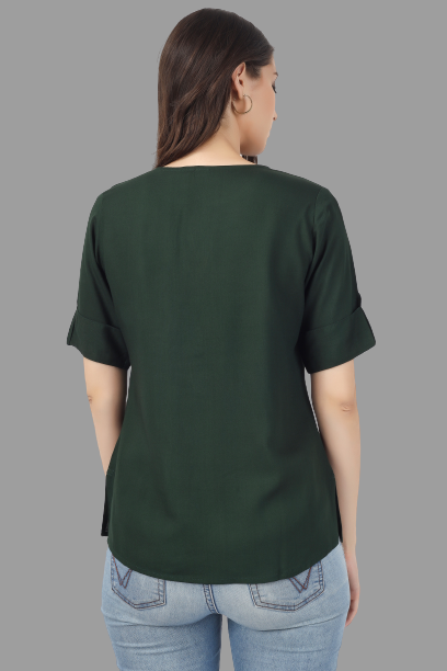 House of RP Women Green Rayon Solid Casual Tunic - Distacart