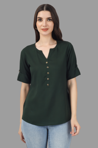 House of RP Women Green Rayon Solid Casual Tunic - Distacart